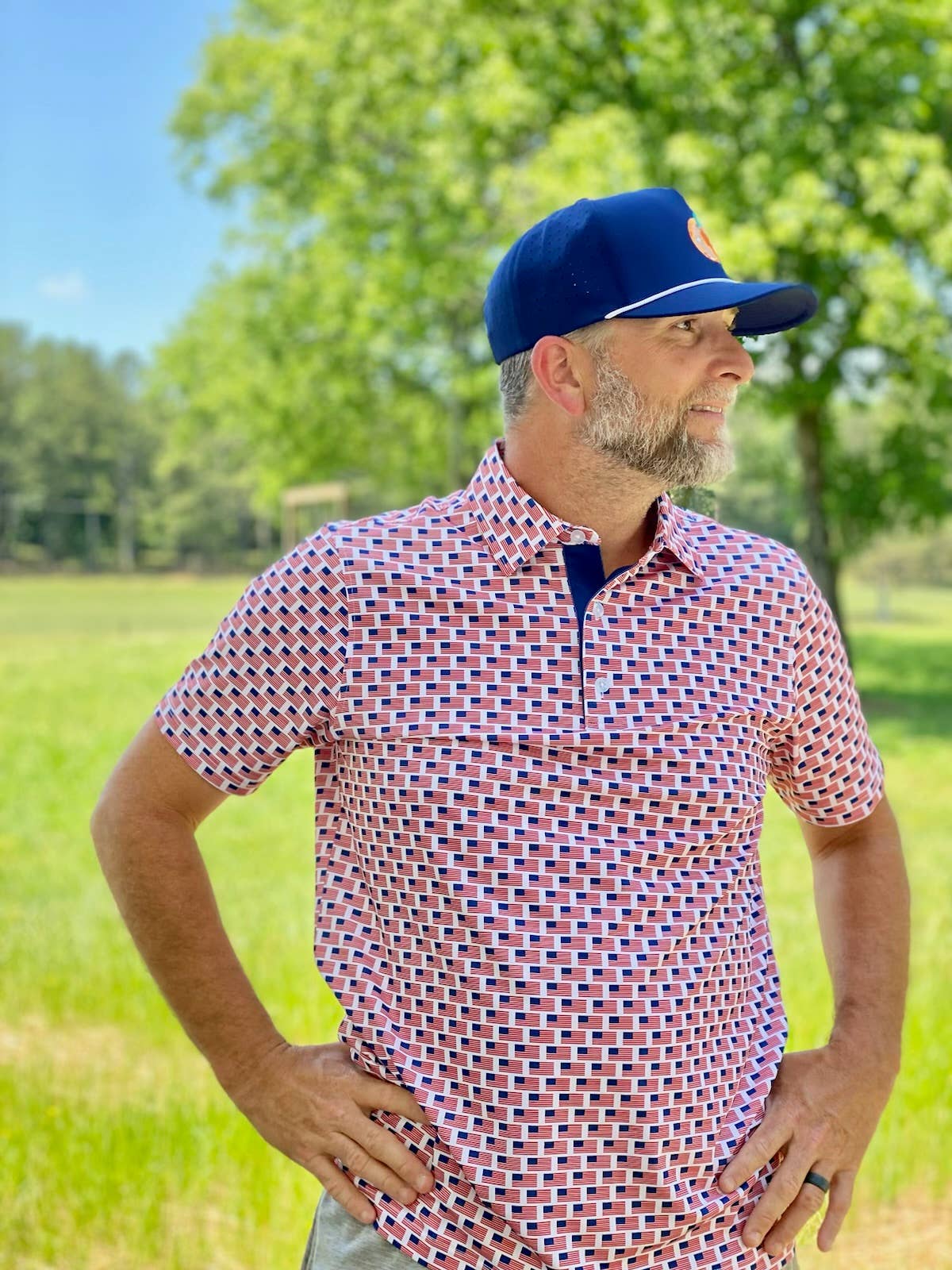 American Flag Performance Polo