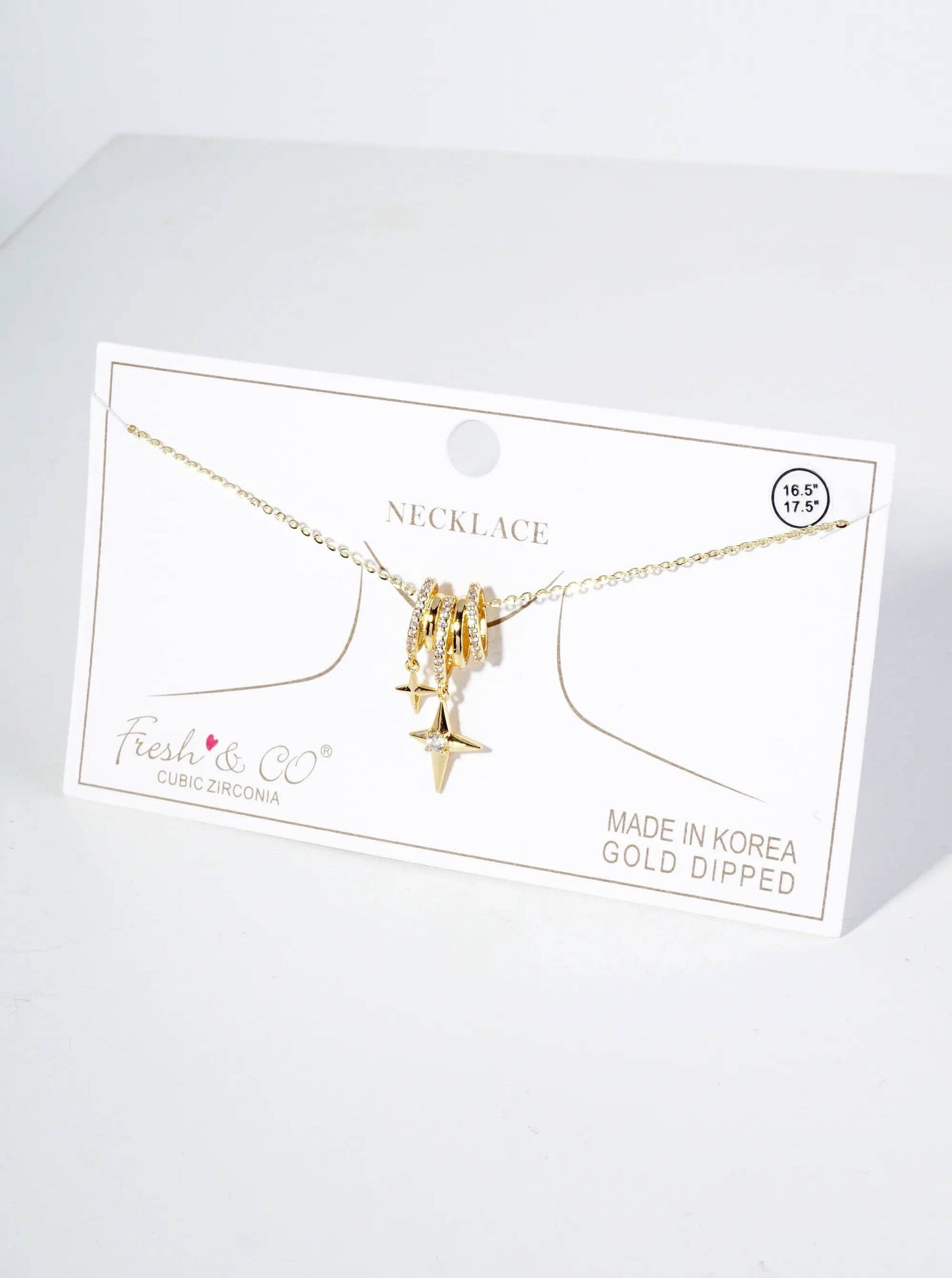 18K Gold Starlight Cubic Zirconia Drop Pendant Necklace