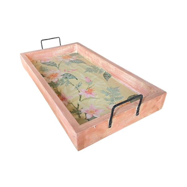Pink Rustic Wood Tray
