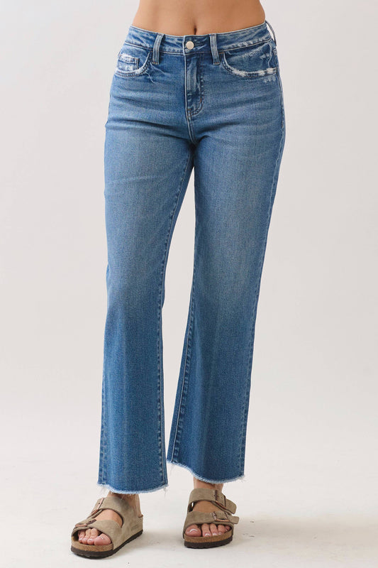 High Rise Straight w Raw Hem
