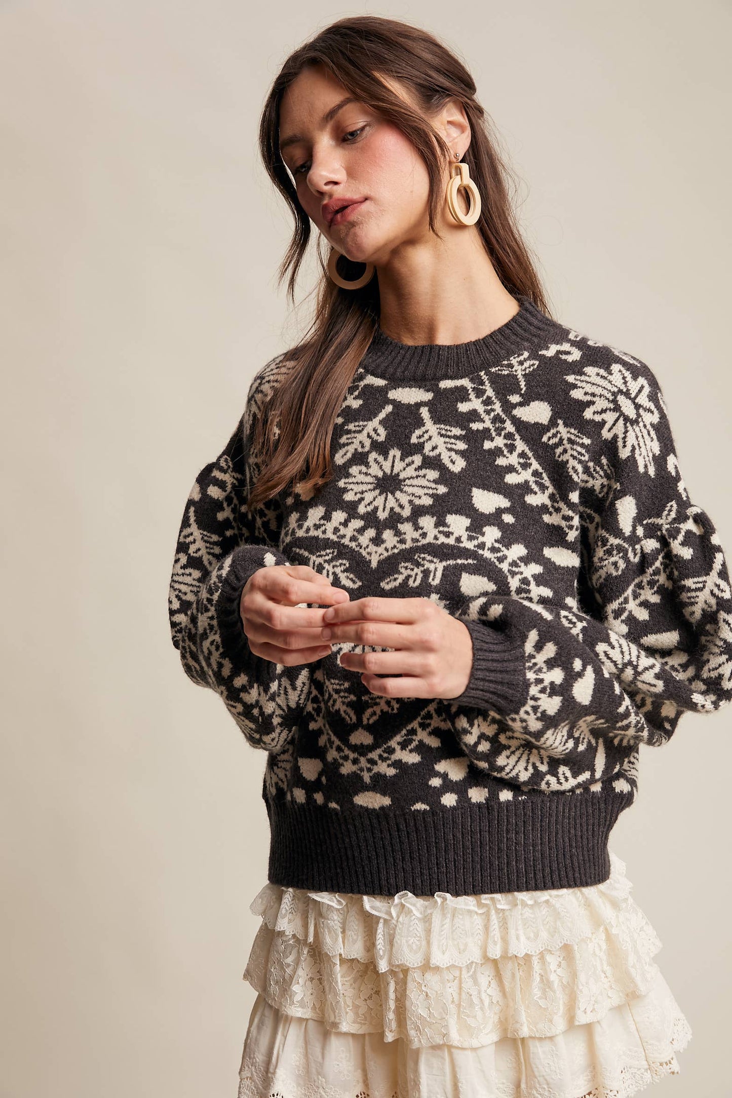 Heart Jacquard Knit Sweater