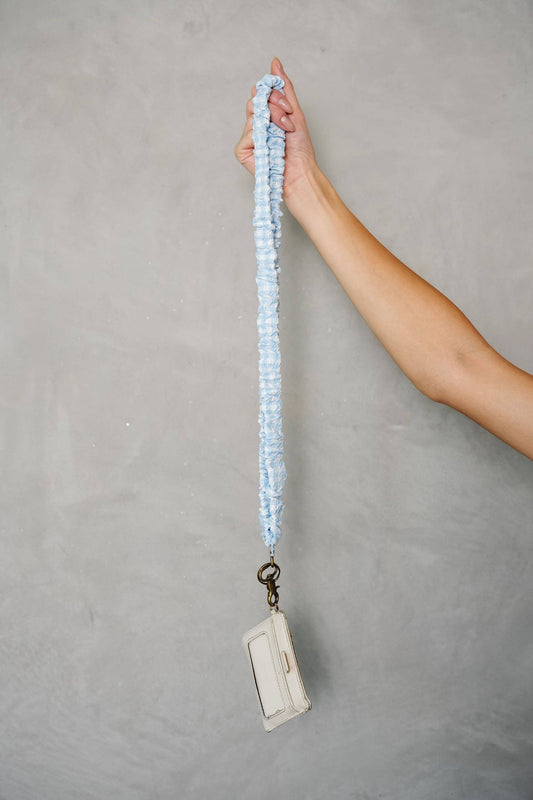 Glacier Blue Gingham Lanyard