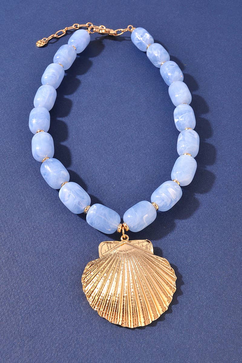 Gold Shell Charm Beaded Necklace NDN8115