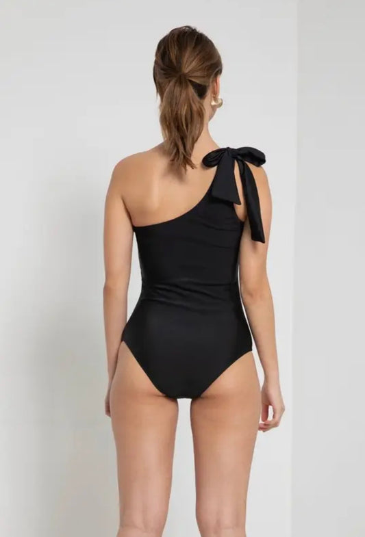 Petite Womens One-Piece Shoulder Tie Bathing Suit