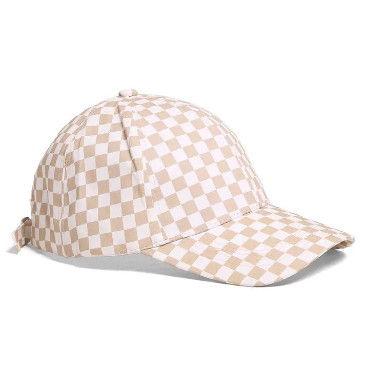 Beige Checkerboard Hat
