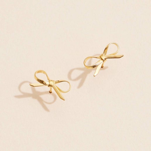 Bow 18K Gold Dip Stud Earrings: Gold