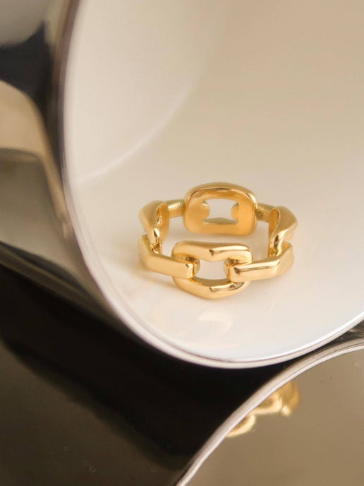 Brooklyn 18K Gold Stack Braided Non-Tarnish Ring: Yellow Gold, 7