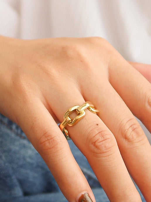 Brooklyn 18K Gold Stack Braided Non-Tarnish Ring: Yellow Gold, 7
