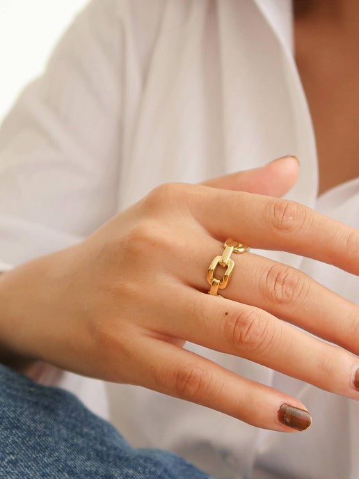 Brooklyn 18K Gold Stack Braided Non-Tarnish Ring: Yellow Gold, 7