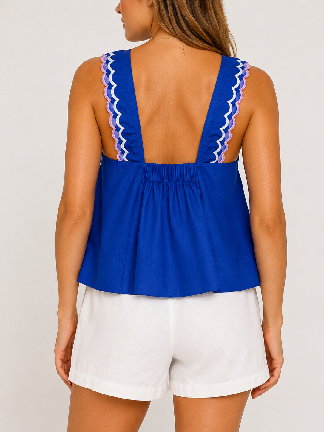 Royal blue scalloped tank top