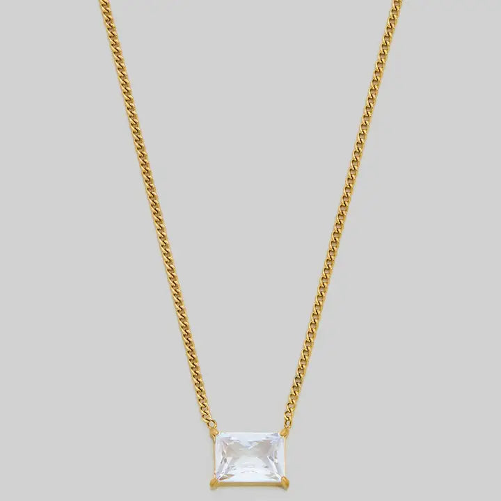 Clear Square Gemstone Necklace
