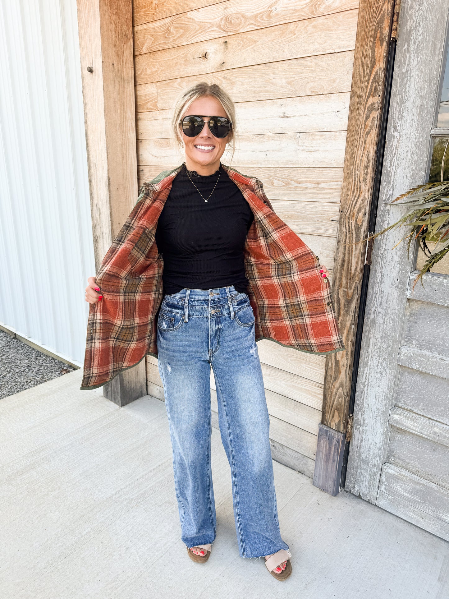 Reversible Corduroy and Plaid Button Down Shirt