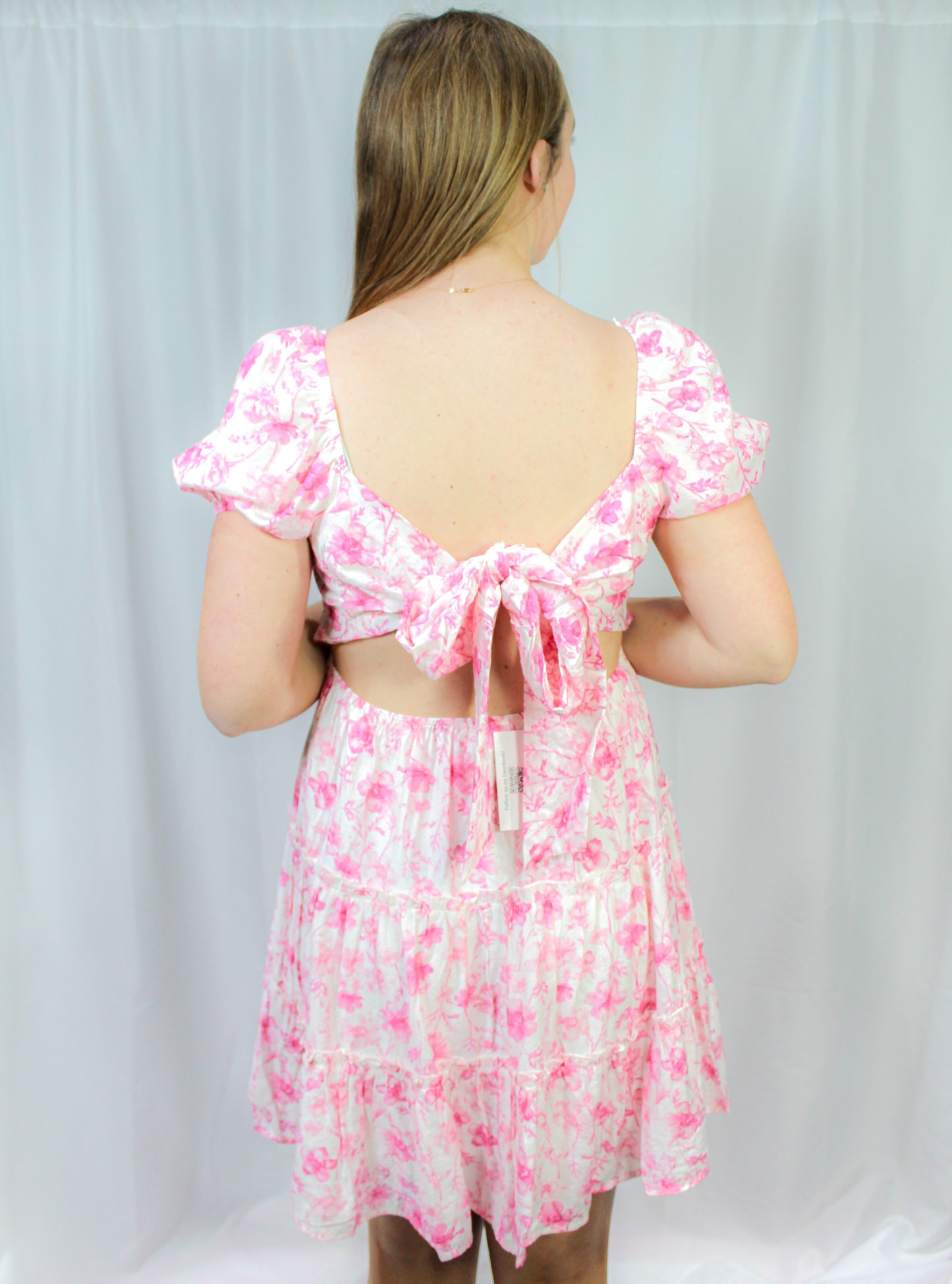 Floral Open Back Mini Dress- PINK