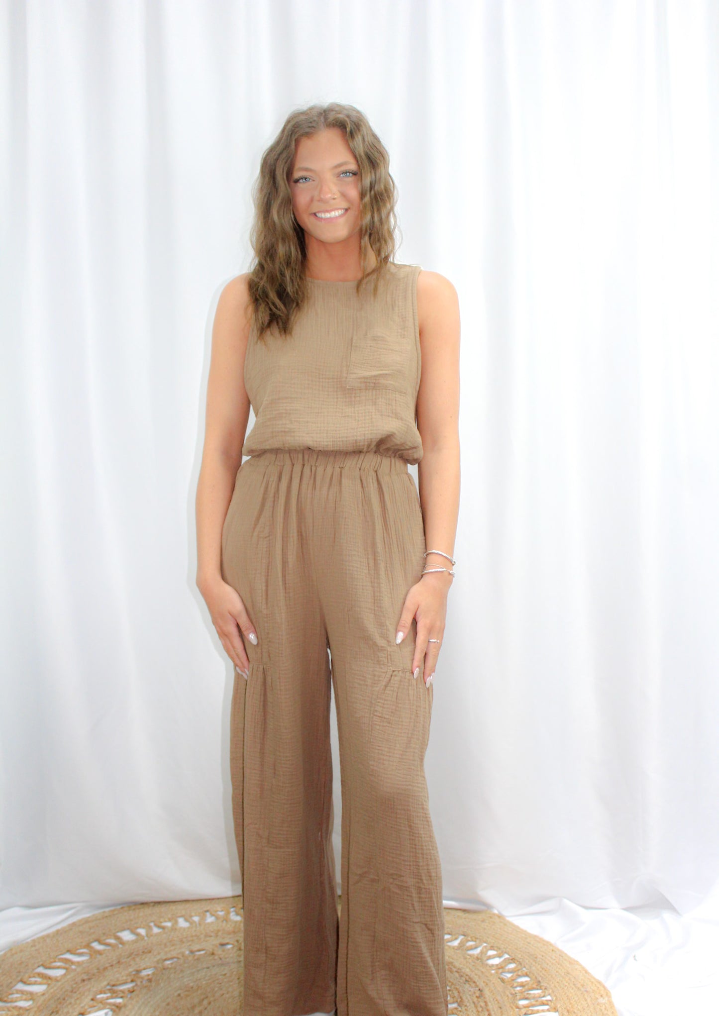 Alaina Bow Back Cotton Gauze Jumpsuit