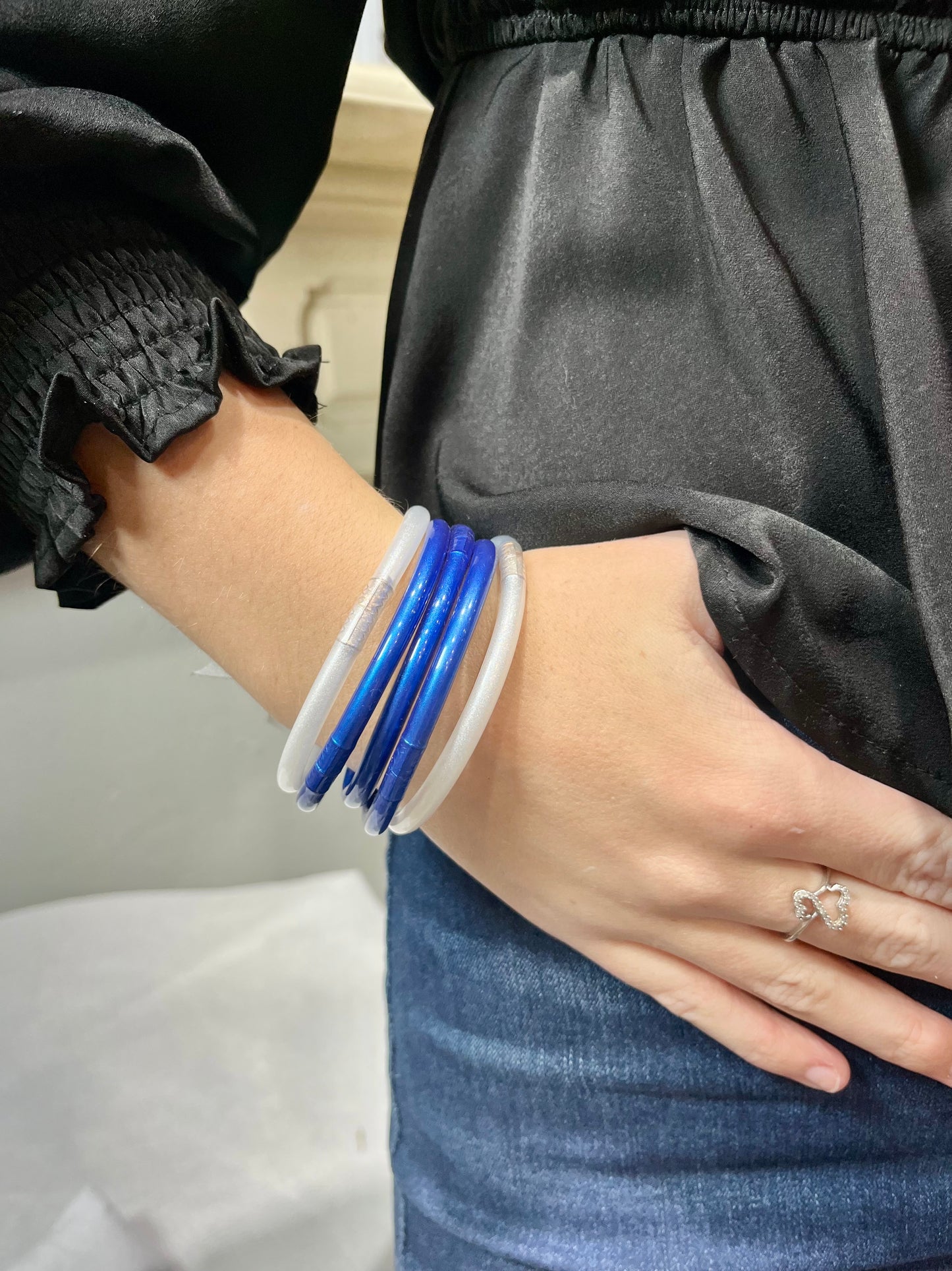 Blue and White Bracelets