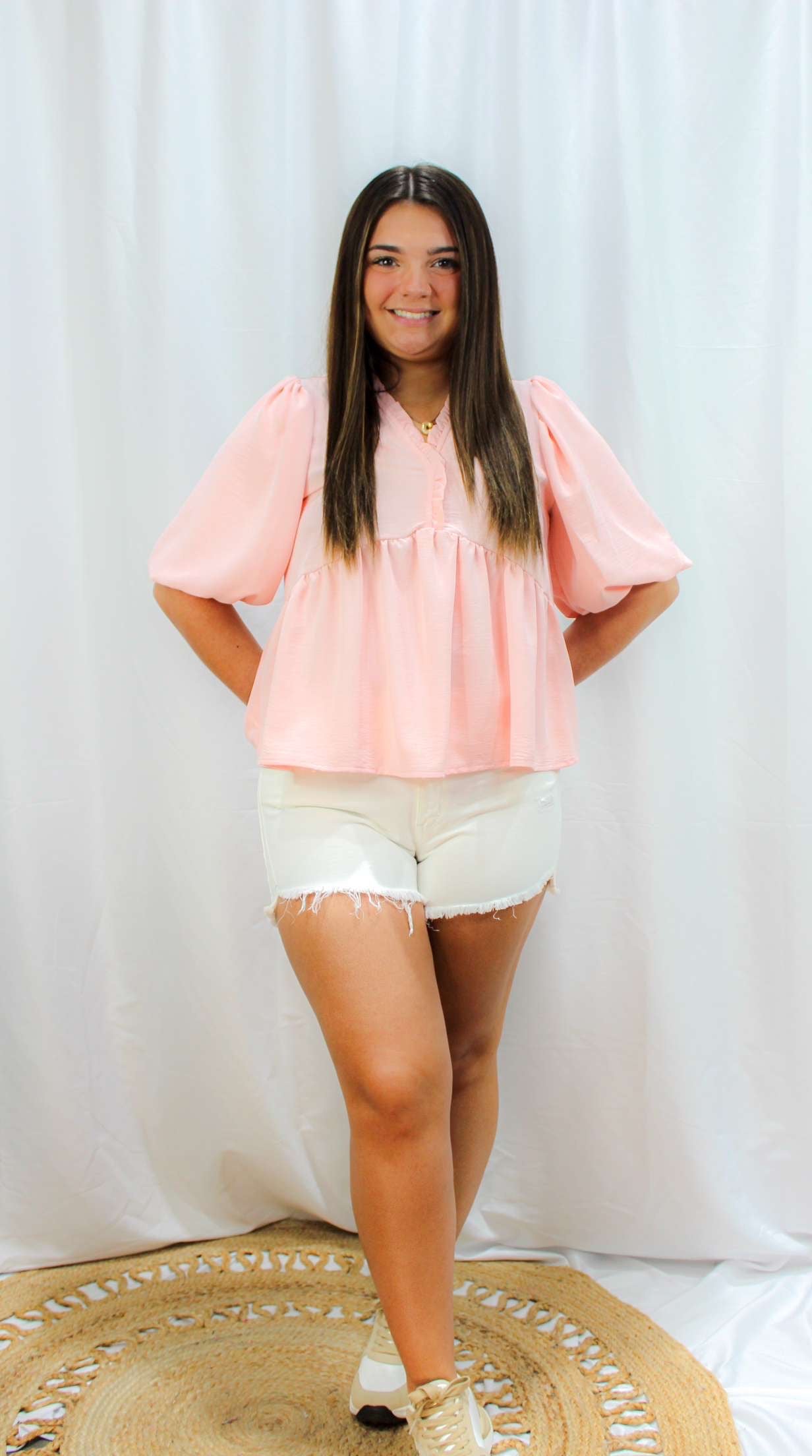 Balloon Short Sleeve Babydoll Blush