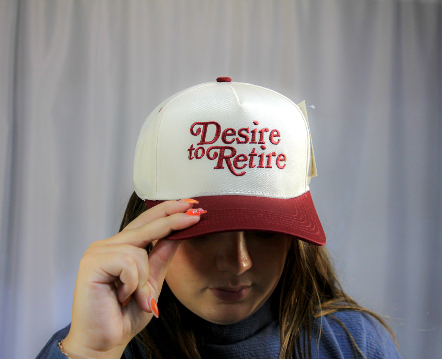 Two Tone Cap - Desire to Retire (Burgundy/Beige)