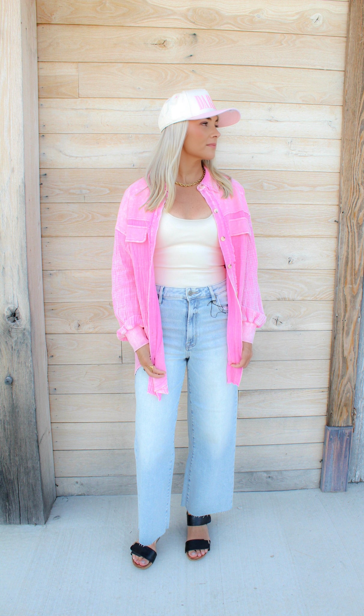 Mineral Washed Cotton Gauze Top.