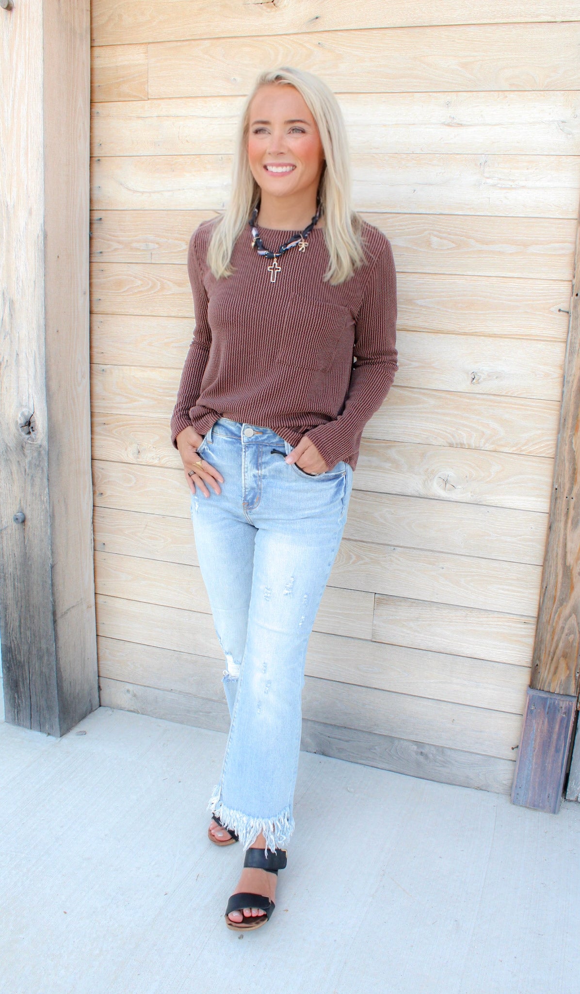 Rib Knit Long Sleeve Top