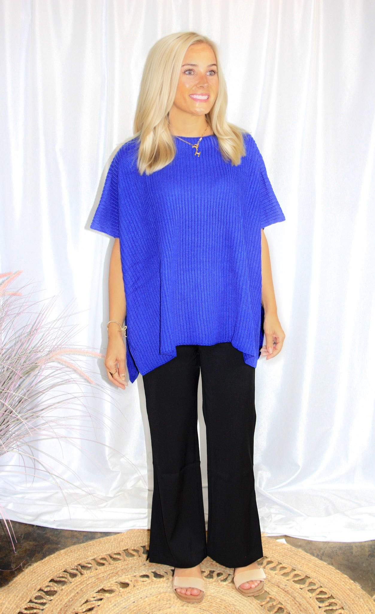 Classic Split Hem Knit Poncho