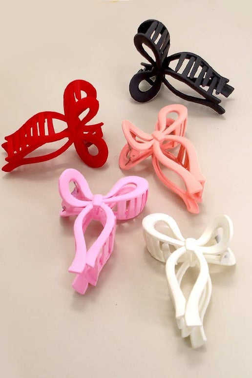 MATTE BOW HAIR CLAW CLIPS | 40H721: Spring Pink