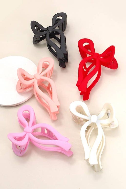 MATTE BOW HAIR CLAW CLIPS | 40H721: Spring Pink