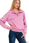 Acid Wash Fleece 1/2 Zip Pullover
