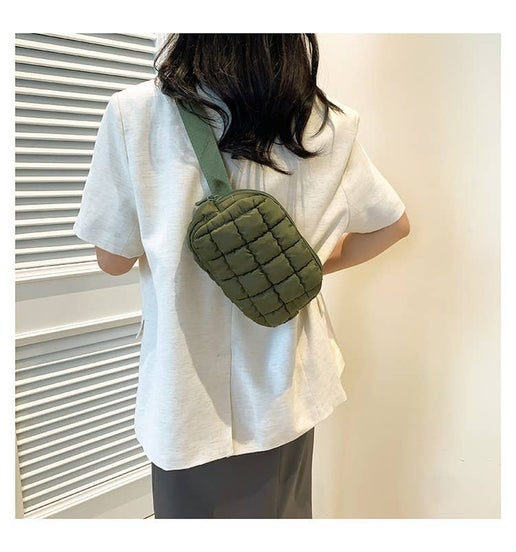 PUFFER QUILTED SLING BAG FANNY BAG BELT BUM BAG | 40P546: OLIVE