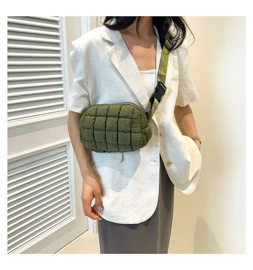 PUFFER QUILTED SLING BAG FANNY BAG BELT BUM BAG | 40P546: OLIVE