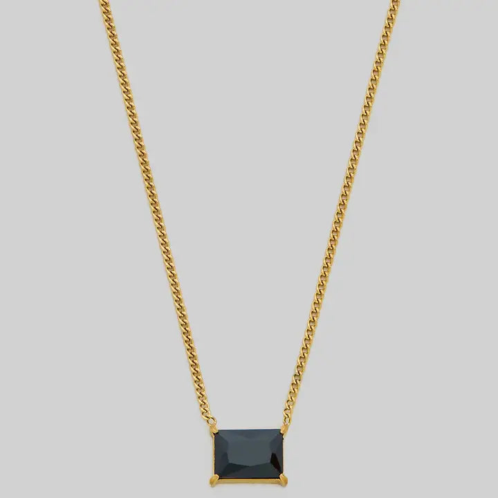 Square Gemstone Pendant Necklace