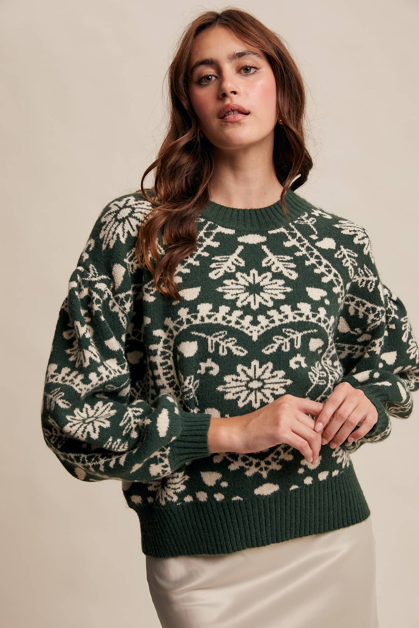 Heart Jacquard Knit Sweater