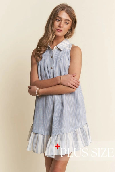 Little Boy Blue Sleeveless Plus Dress