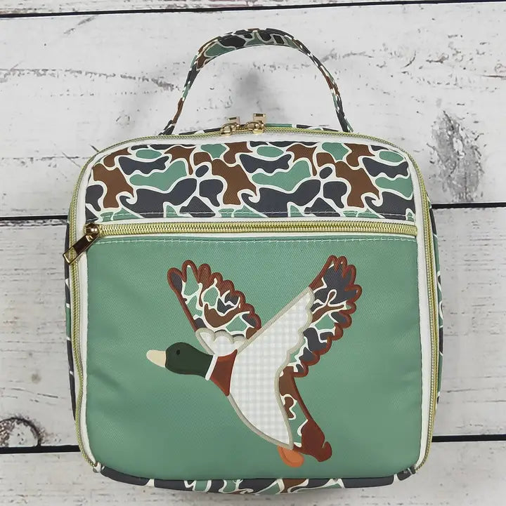 Camouflage Duck Printed Canvas Lunch Boxes Bag
