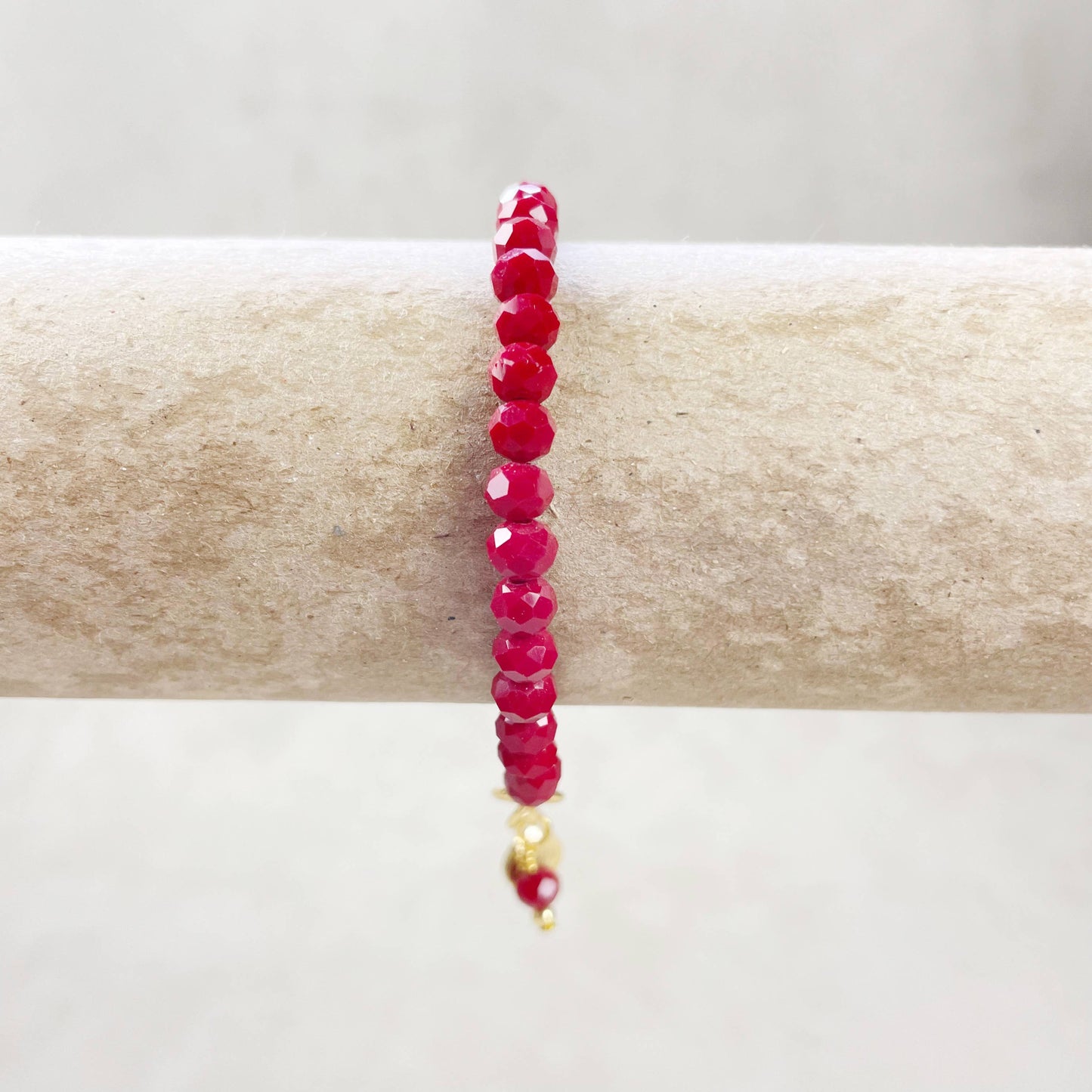 Gloria// Opaque Maroon Crystal Beaded Bracelet