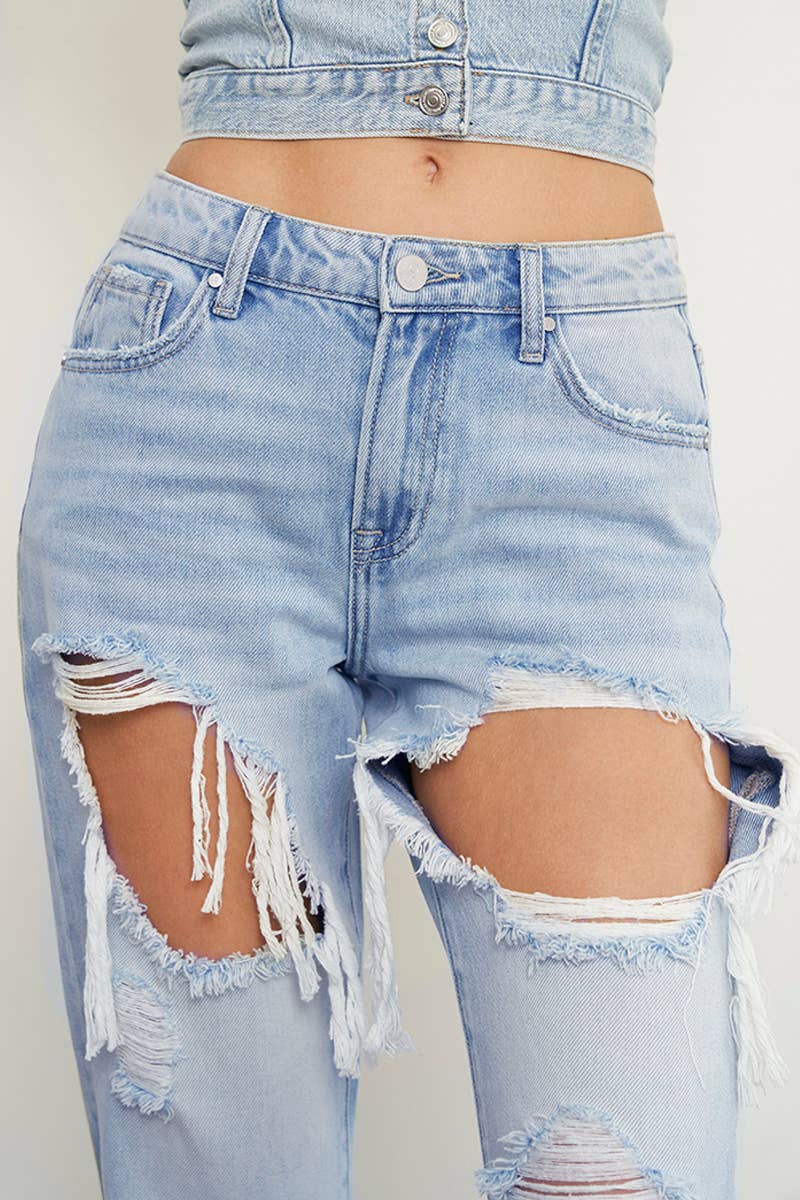 High Waist Ripped Baggy Jeans