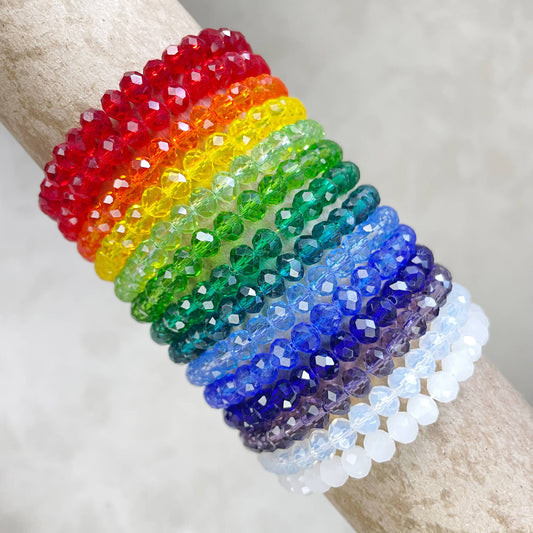 Gloria// Translucent White Crystal Beaded Bracelet