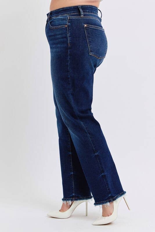 Mid Rise Straight Leg with Fray Hem