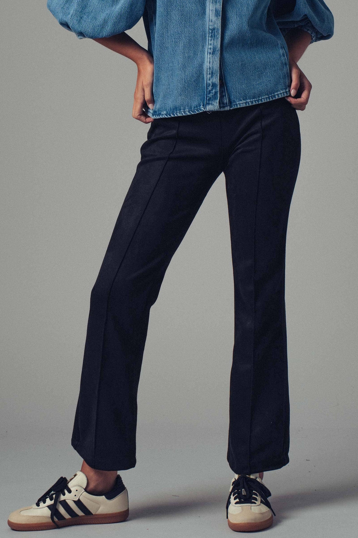 Classic Faux Suede Flare Pants
