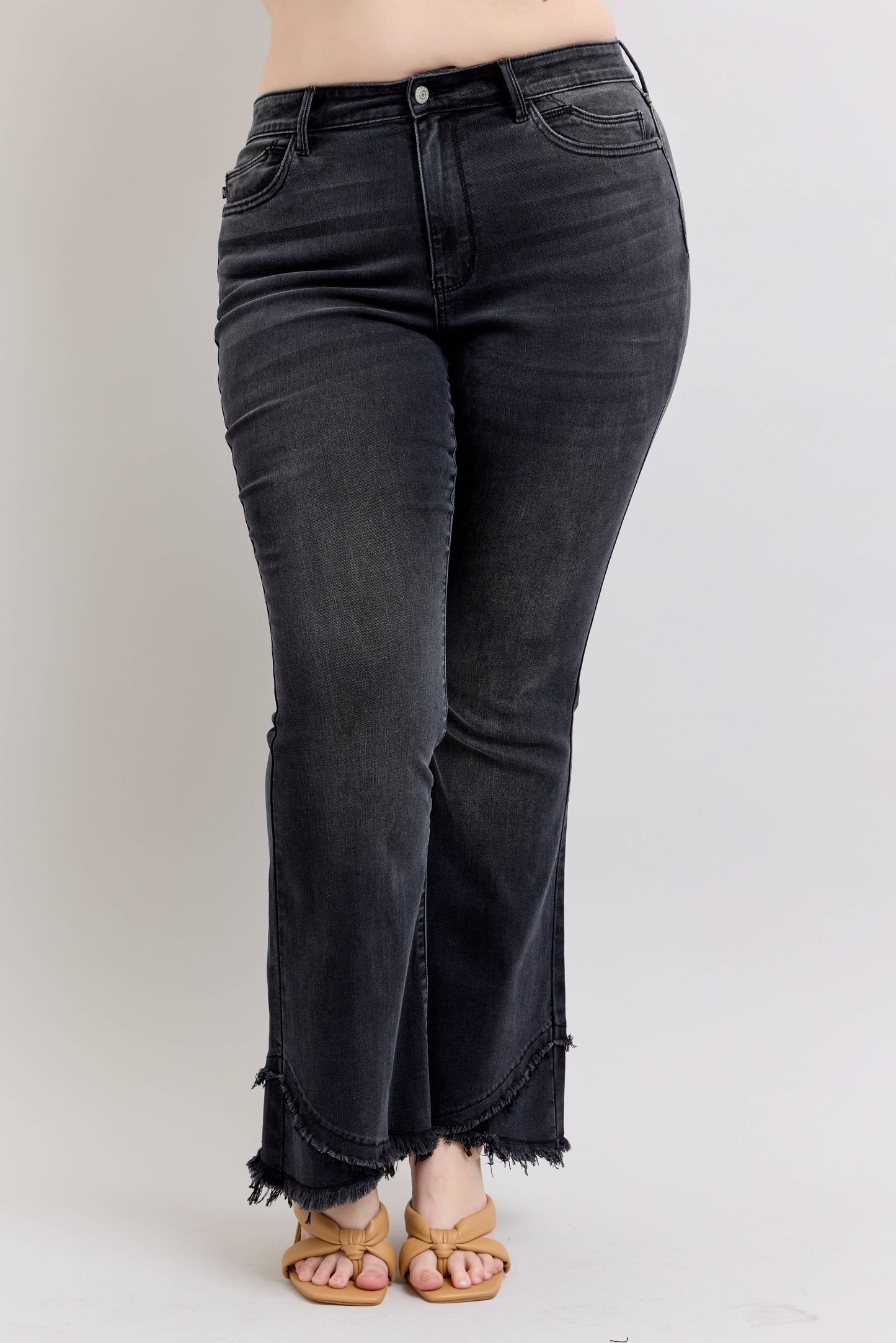 Black Flare w/ Mock Fray Tulip Hem