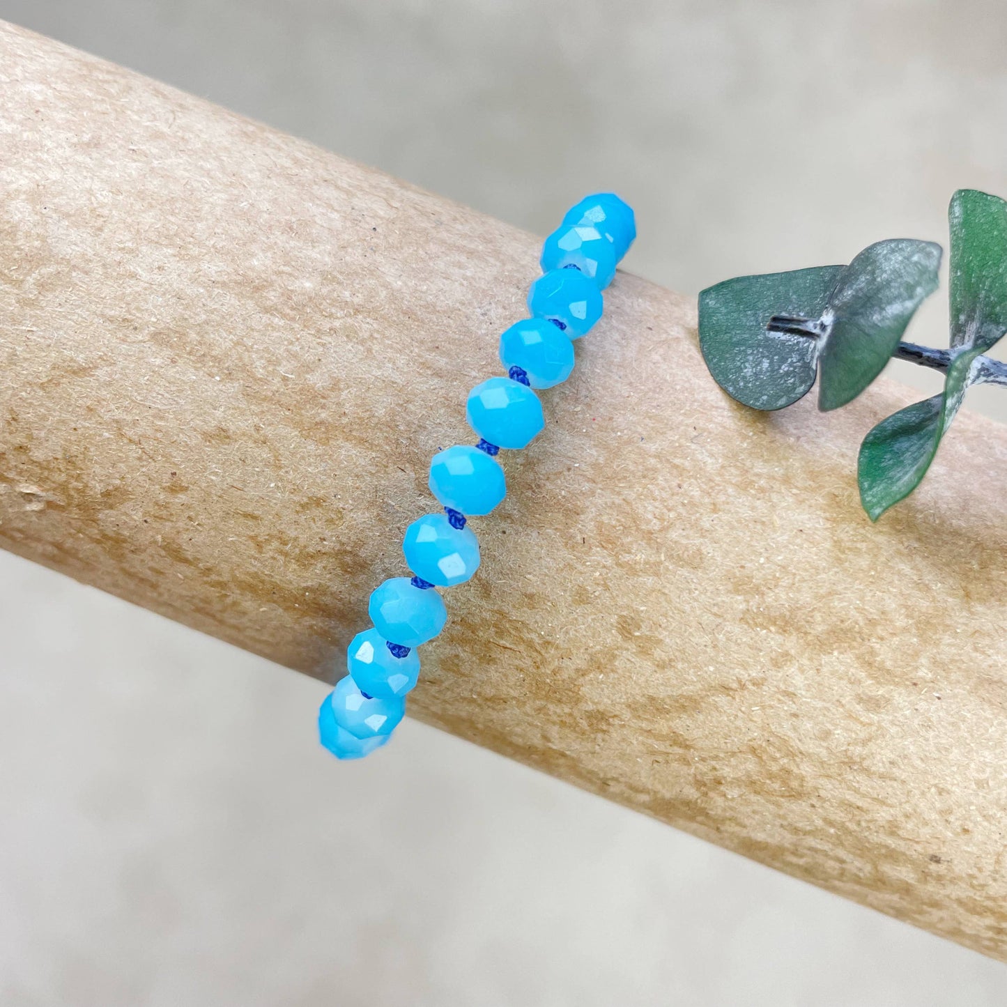 Barb// Blue Neon Crystal Beaded Handknotted Bracelet