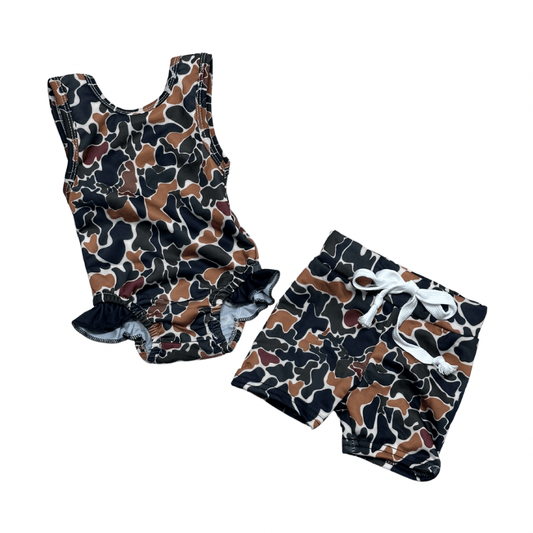 KIDS CAMO SWIM TRUNKS