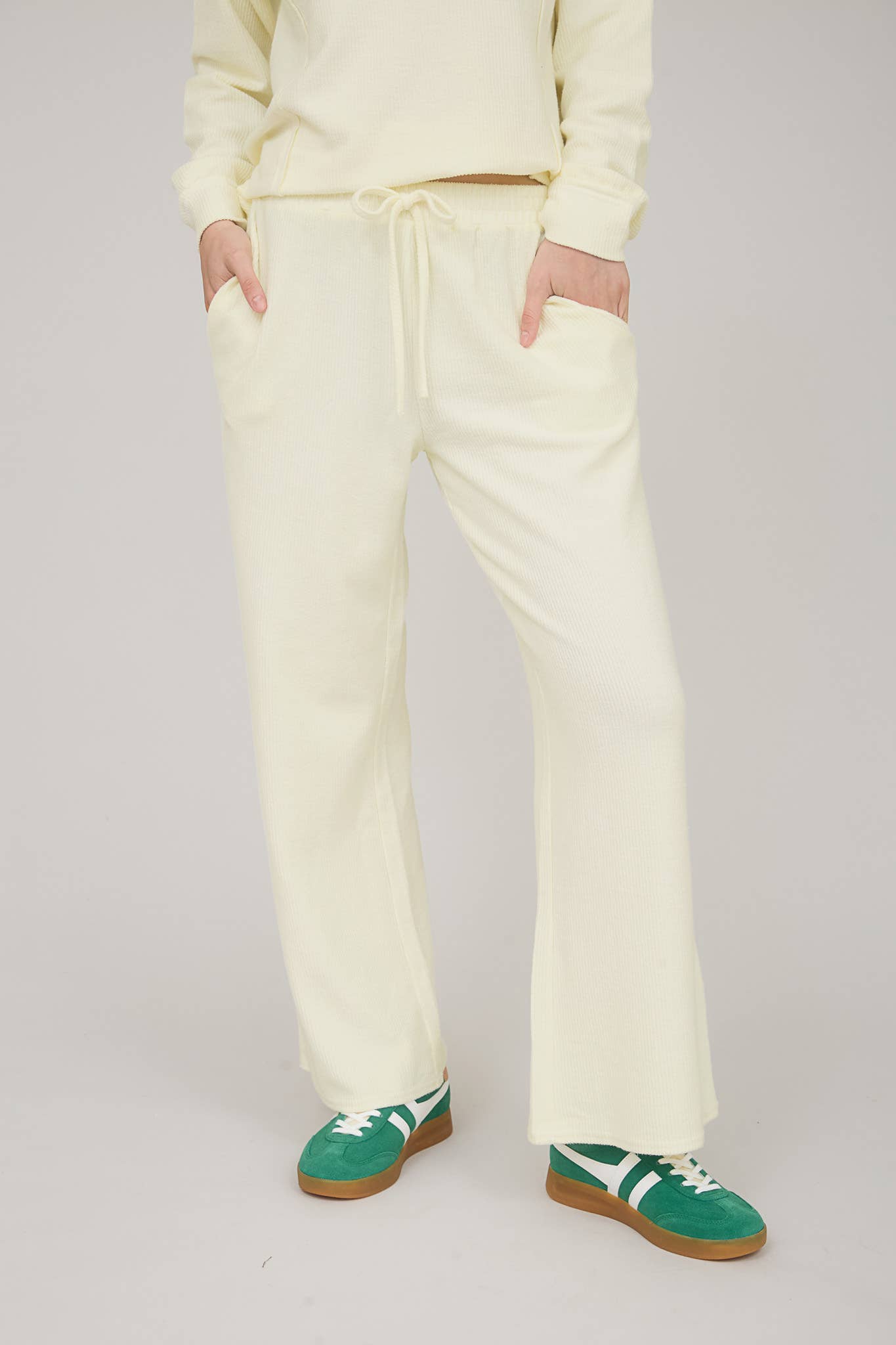 WASHED HIGH WAIST DRAWSTRING LOUNGE PANTS