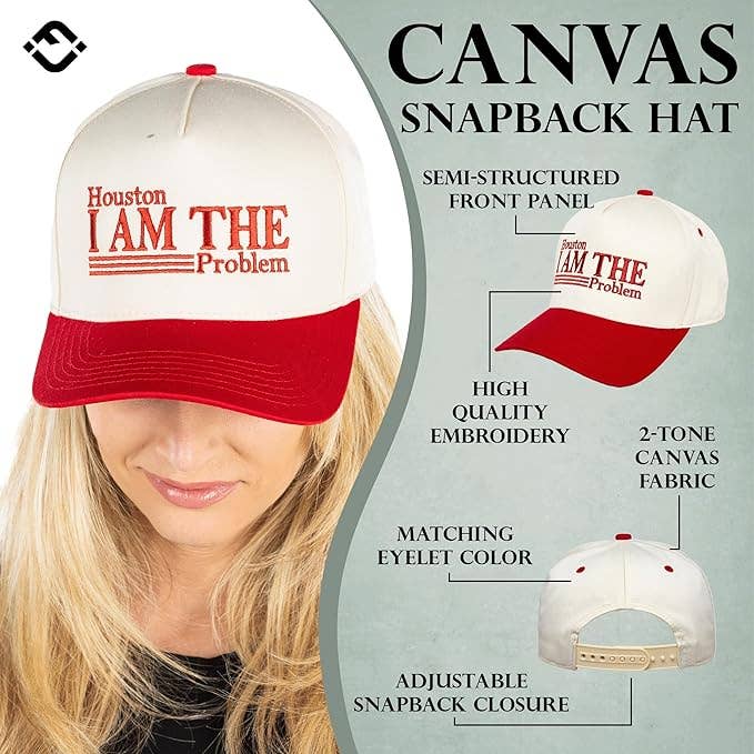 Two Tone Cap - Houston I am The Problem - Beige/Red