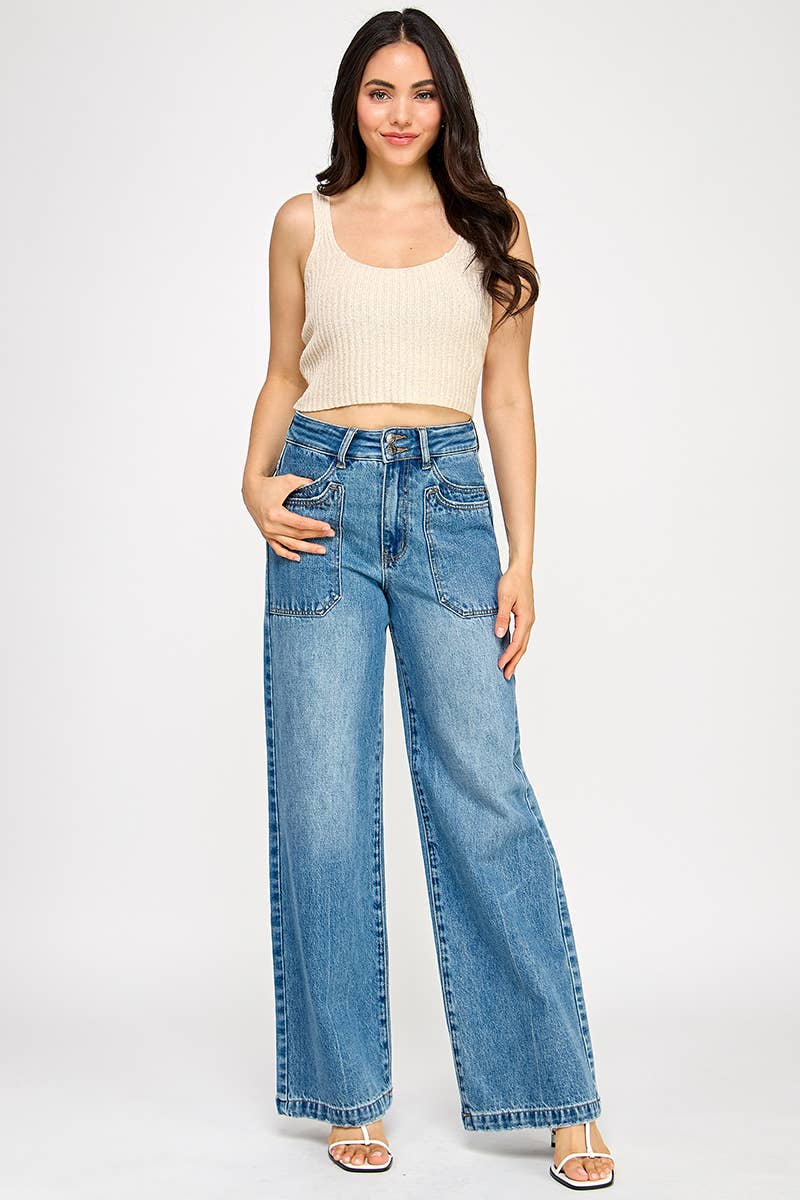 HIGH RISE DOUBLE POCKET WIDE LEG