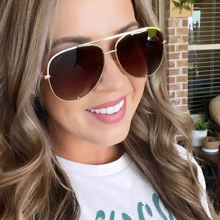 Brown Ombre Aviator Glasses