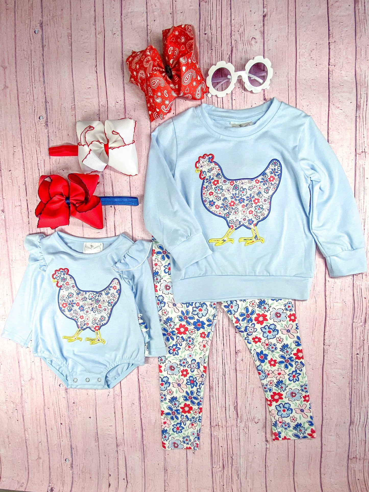 Chicken Applique & Floral Leggings Set: Fall 2025