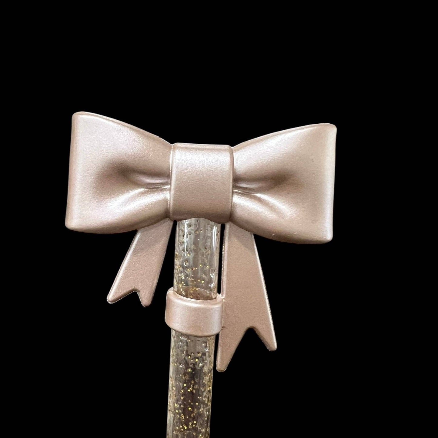 Champagne Large Bow - Silicone Straw Topper 10mm