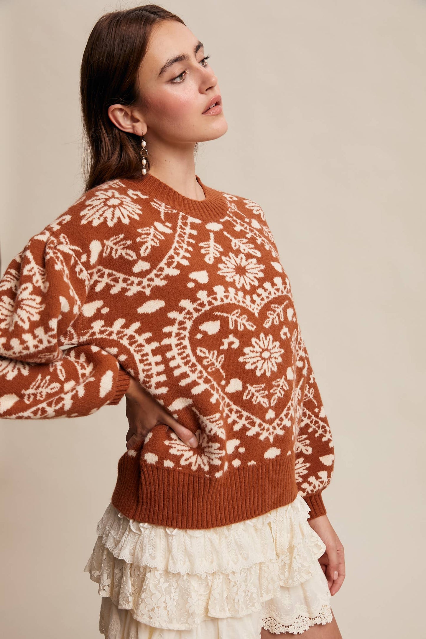 Heart Jacquard Knit Sweater