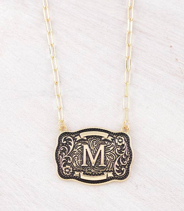Initial Buckle Pendant Necklace M