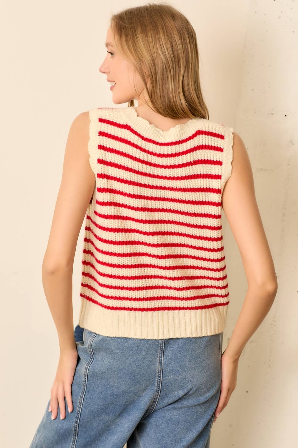 (PLUS) STRIPED SWEATER VEST